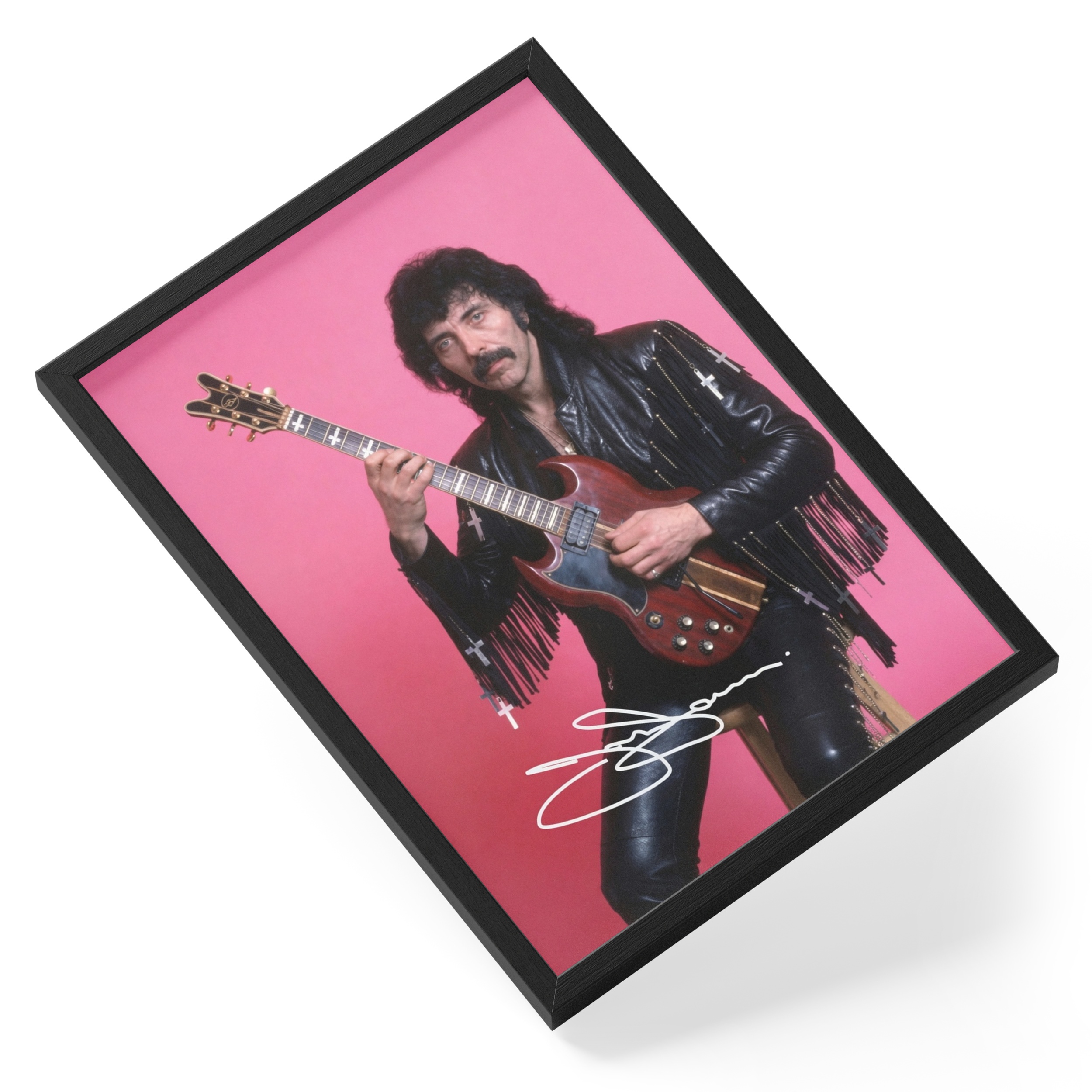 Tony Iommi Black Sabbath Guitarist Metal Portrait Signed — angled view