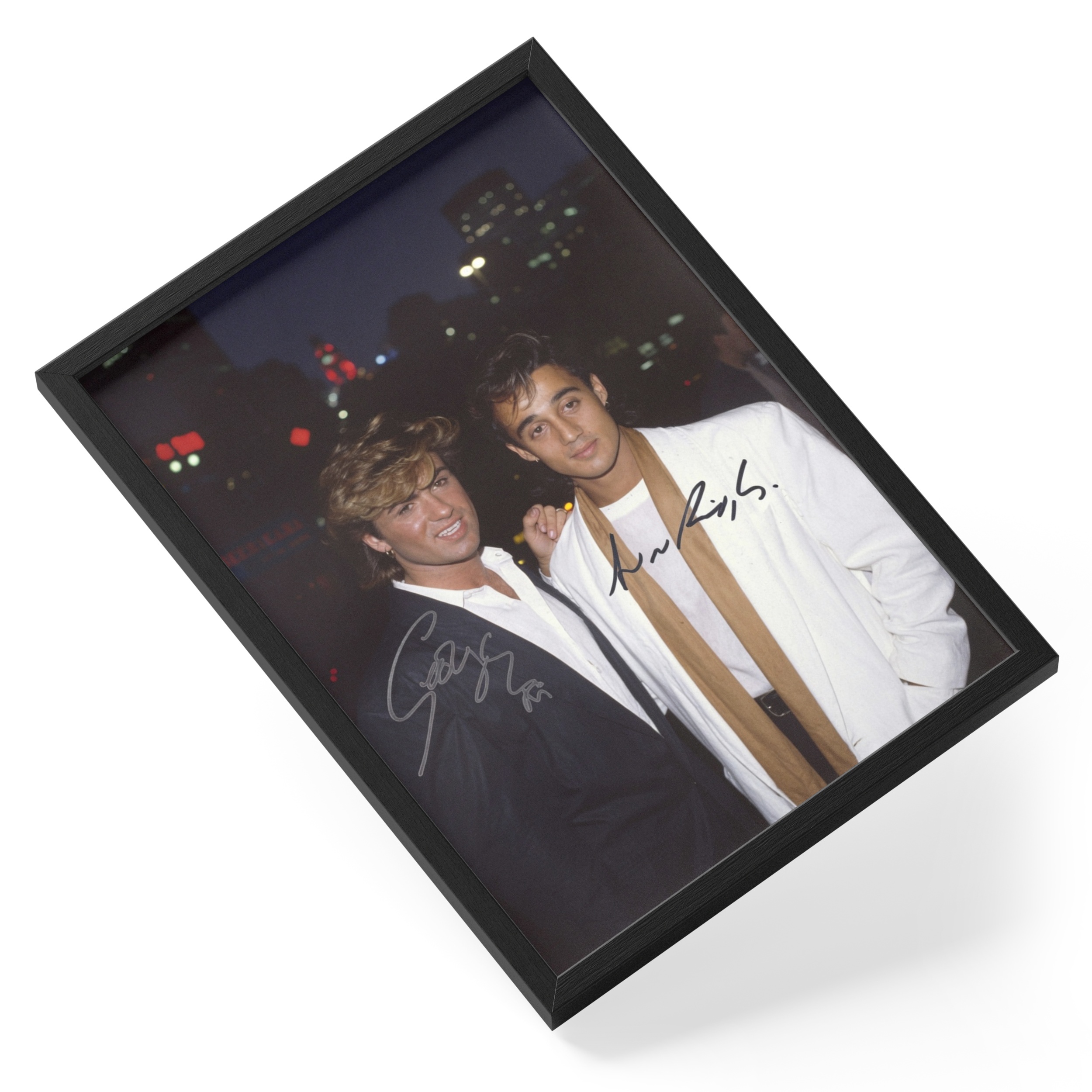Wham George Michael Ridgeley 1980s Pop Duo Portrait — angled view