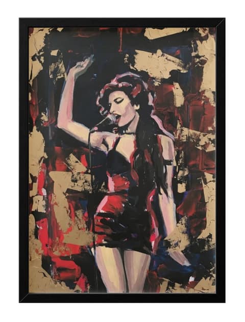 Amy Winehouse Retro Soul Singer Oil Painting Style Stage Performance