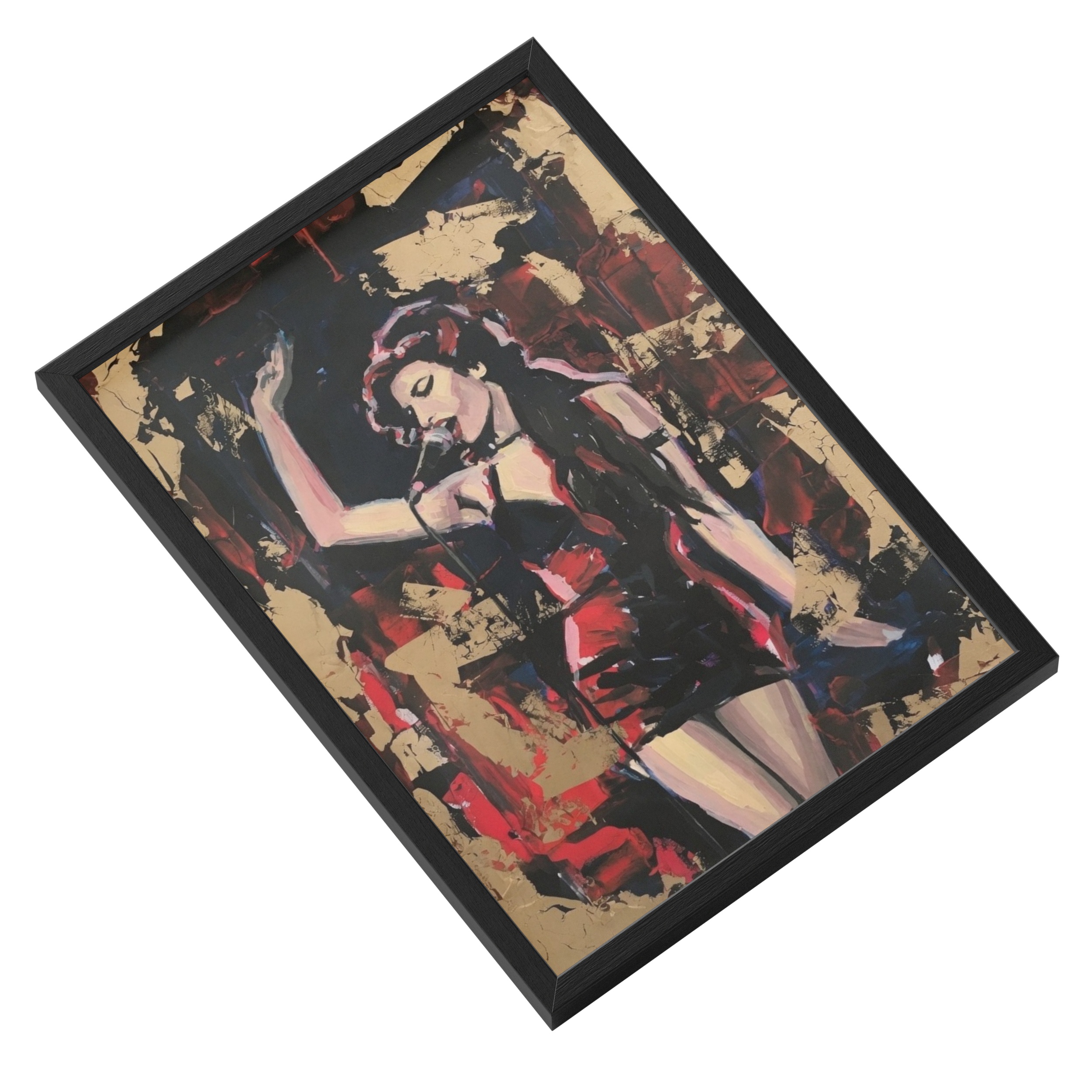 Amy Winehouse Retro Soul Singer Oil Painting Style Stage Performance — angled view